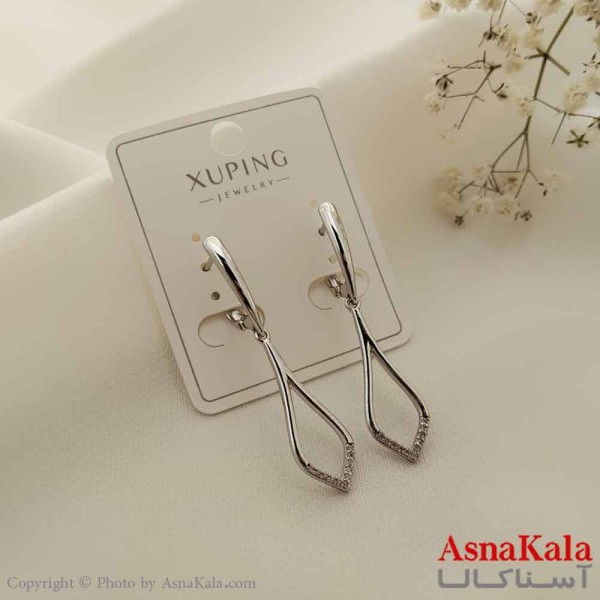 گوشواره آویزی زنانه مدل لوزی نقره ای ژوپینگ کد GSH15723W