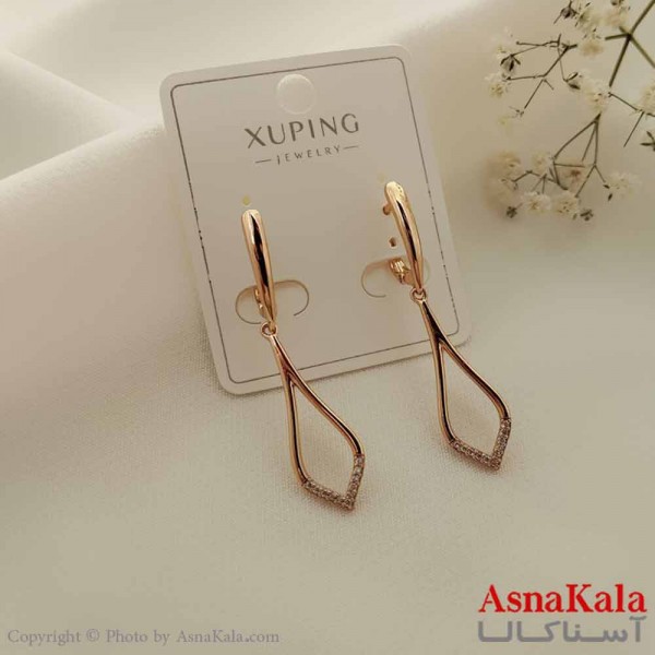 گوشواره آویزی زنانه مدل لوزی طلایی ژوپینگ کد GSH15724W