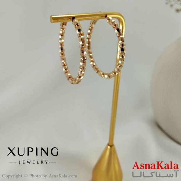 گوشواره حلقه ای زنانه مدل طلایی گرد ژوپینگ کد GSH15731W