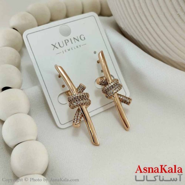 گوشواره آویزی زنانه مدل گره ای ژوپینگ کد GSH15734W