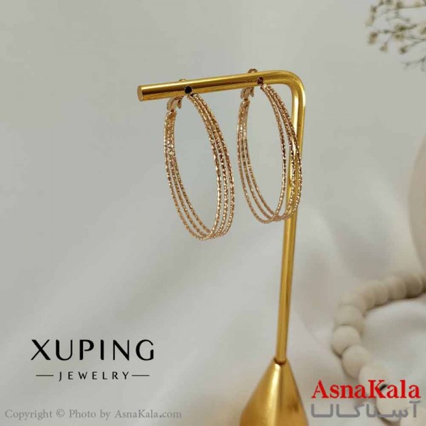 گوشواره حلقه ای زنانه مدل سه حلقه ژوپینگ کد GSH15738W