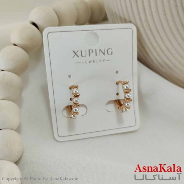 گوشواره حلقه ای زنانه مدل مروارید ظریف ژوپینگ کد GSH15746W