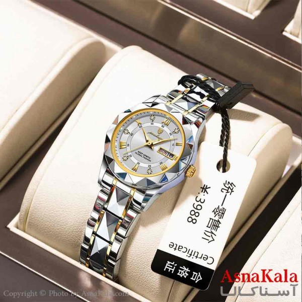 ساعت مردانه پوداگار بند نقره ای قاب الماسی، ضدآب ، دارای روزشمار کد WTCH11258W