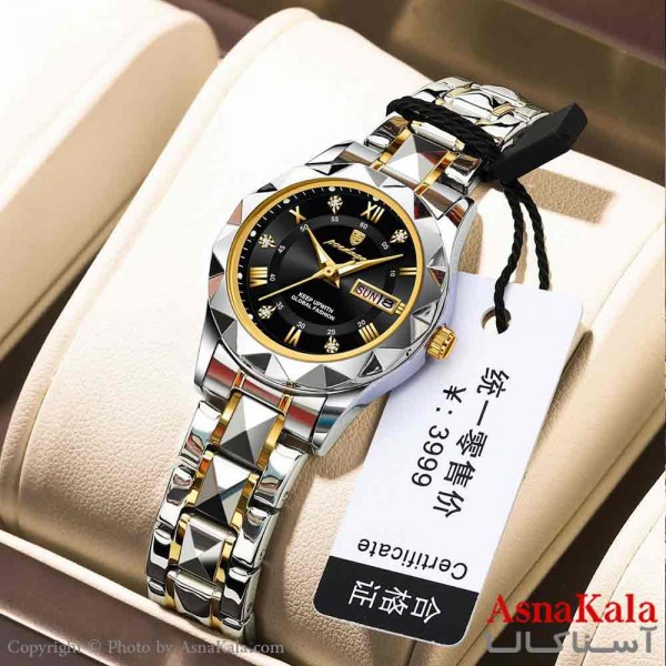 ساعت مردانه پوداگار بند نقره ای قاب الماسی، ضدآب ، دارای روزشمار کد WTCH11257W