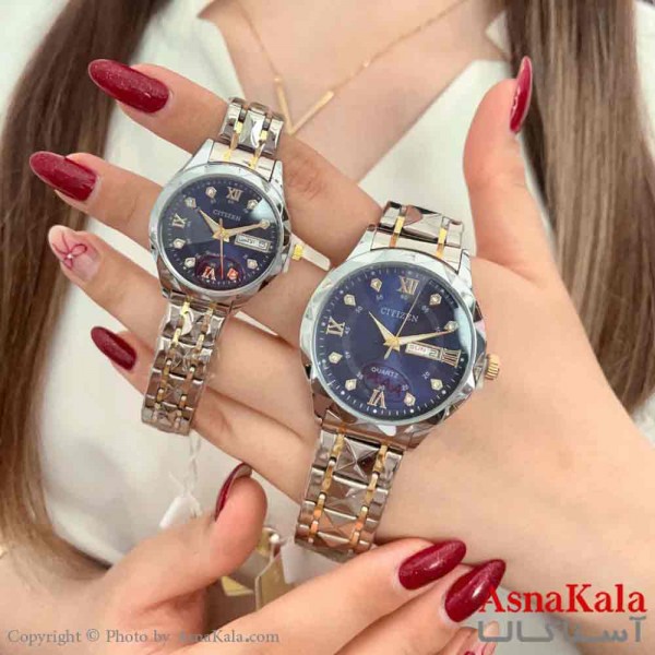 ساعت ست زنانه و مردانه سیتیزن شرکتی موتور کوارتز  نقره ای رنگ ثابت و ضدآب کد WTCH11259W