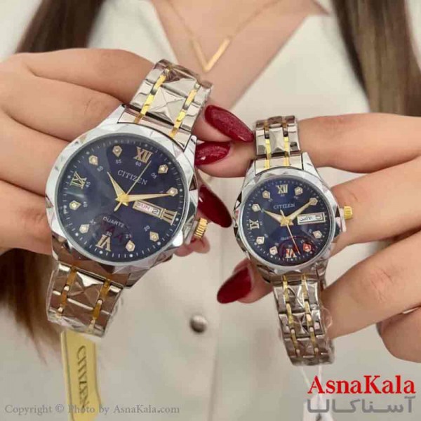 ساعت ست زنانه و مردانه سیتیزن شرکتی موتور کوارتز  نقره ای رنگ ثابت و ضدآب کد WTCH11261W