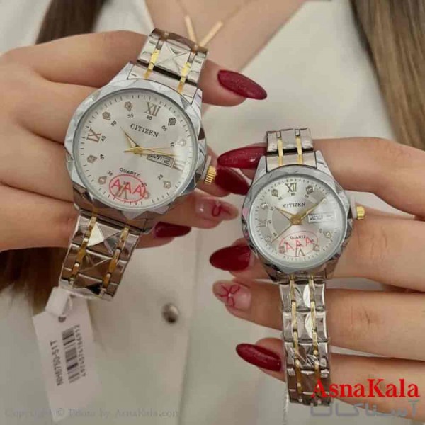 ساعت ست زنانه و مردانه سیتیزن شرکتی موتور کوارتز  نقره ای رنگ ثابت و ضدآب کد WTCH11262W