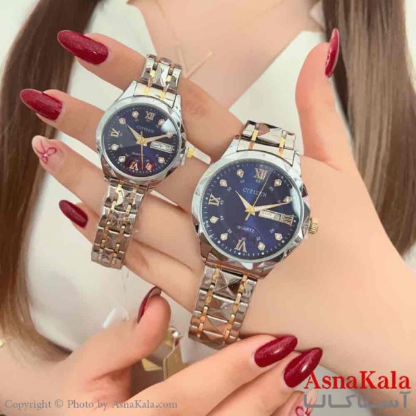 ساعت ست زنانه و مردانه سیتیزن شرکتی موتور کوارتز  نقره ای رنگ ثابت و ضدآب کد WTCH11264W