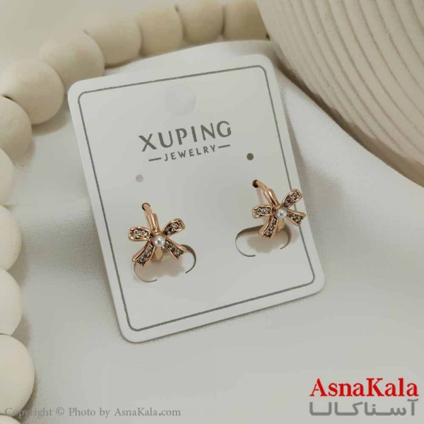 گوشواره حلقه ای زنانه مدل پاپیونی ژوپینگ کد GSH15759W