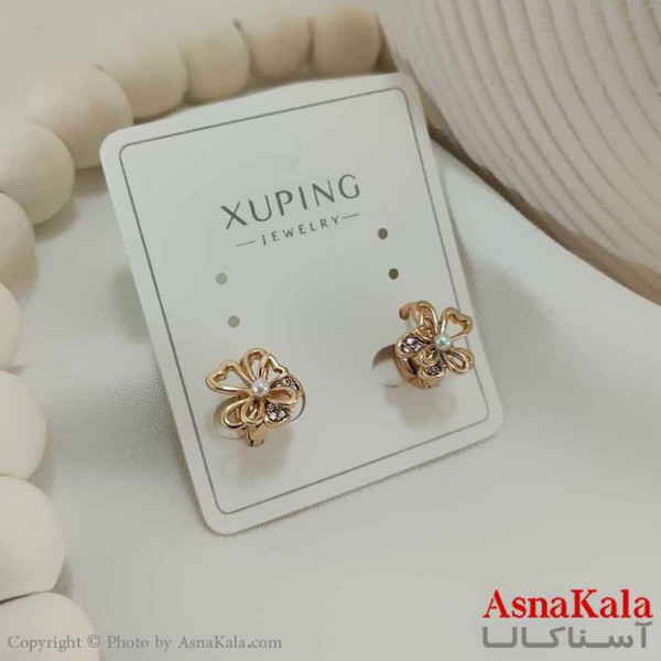 گوشواره حلقه ای زنانه مدل گل ژوپینگ کد GSH15761W