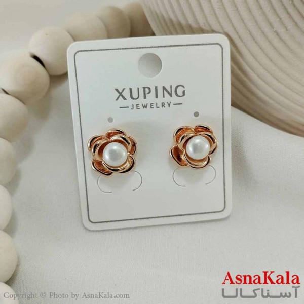 گوشواره میخی زنانه مدل گل مرواریدی ژوپینگ کد GSH15764W