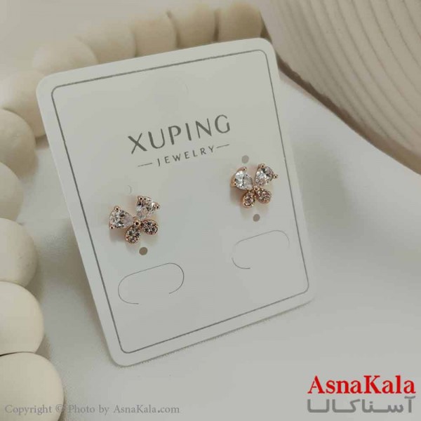 گوشواره میخی زنانه مدل پروانه جواهری  ژوپینگ کد GSH15773W