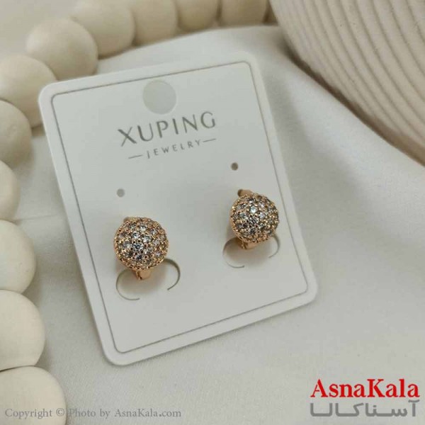 گوشواره حلقه ای زنانه مدل گرد فول نگین  ژوپینگ کد GSH15774W