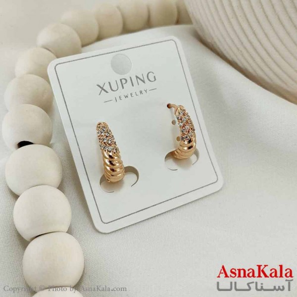 گوشواره حلقه ای زنانه مدل گرد نگینی ژوپینگ کد GSH15790W