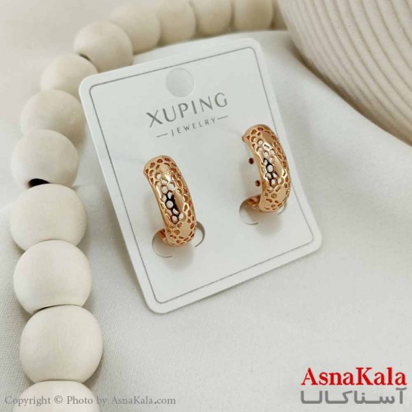 گوشواره حلقه ای زنانه مدل گرد طرحدار ژوپینگ کد GSH15793W