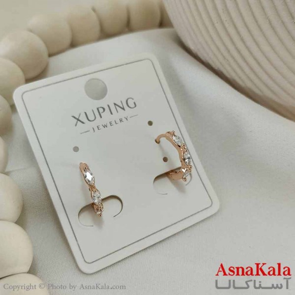گوشواره حلقه ای زنانه مدل مینیمال نگینی ژوپینگ کد GSH15795W