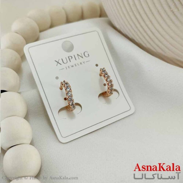 گوشواره حلقه ای زنانه مدل نگین ژوپینگ کد GSH15800W