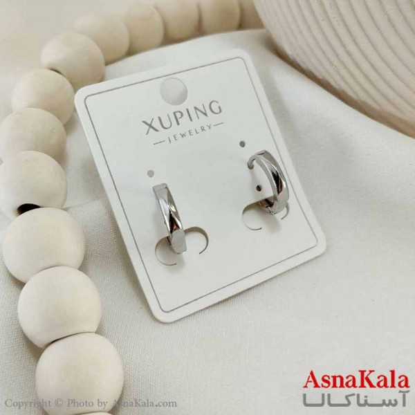 گوشواره حلقه ای زنانه مدل گرد نقره ای ژوپینگ کد GSH15802W