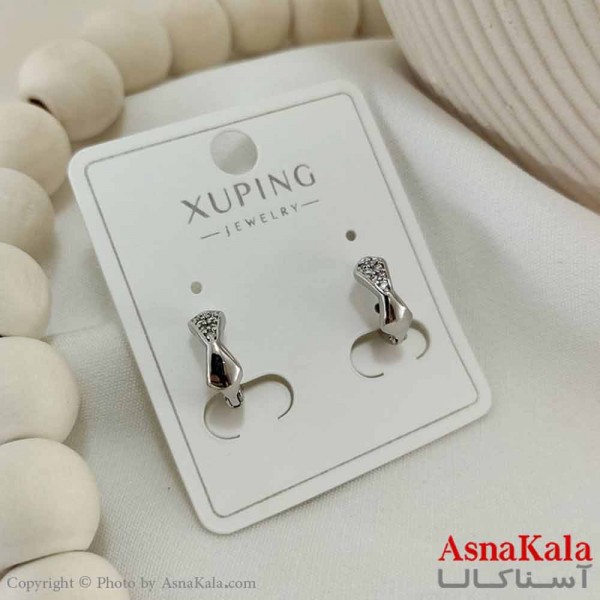 گوشواره حلقه ای زنانه مدل پاپیون مینیمال نقره ای ژوپینگ کد GSH15807W