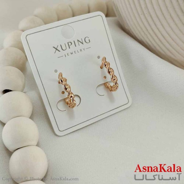گوشواره حلقه ای زنانه مدل پیچی طلایی ژوپینگ کد GSH15808W