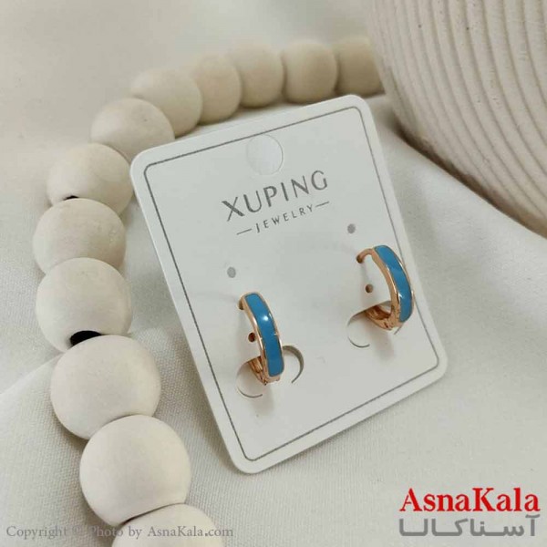 گوشواره حلقه ای زنانه مدل گرد آبی ژوپینگ کد GSH15813W