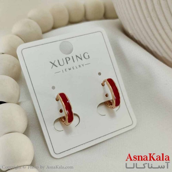 گوشواره حلقه ای زنانه مدل گرد قرمز ژوپینگ کد GSH15817W