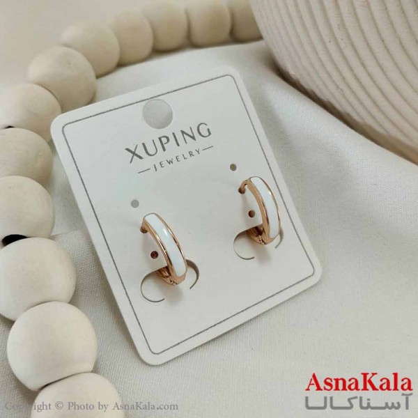 گوشواره حلقه ای زنانه مدل گرد سفید ژوپینگ کد GSH15818W