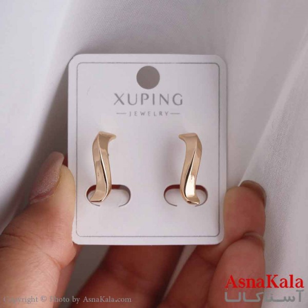 گوشواره میخی زنانه مدل منحنی طلایی  ژوپینگ کد GSH15824W