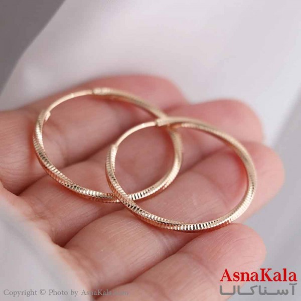 گوشواره حلقه ای قفلی زنانه مدل طلایی ژوپینگ کد GSH15828W