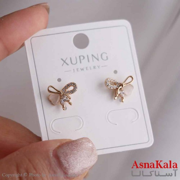 گوشواره میخی زنانه مدل پاپیون ژوپینگ کد GSH15831W
