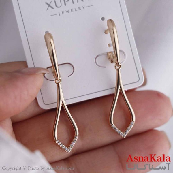 گوشواره حلقه ای زنانه مدل آویز طلایی  ژوپینگ کد GSH15841W