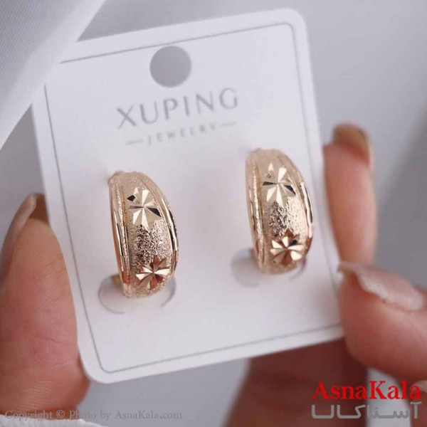 گوشواره حلقه ای زنانه مدل گرد طرحدار  ژوپینگ کد GSH15843W