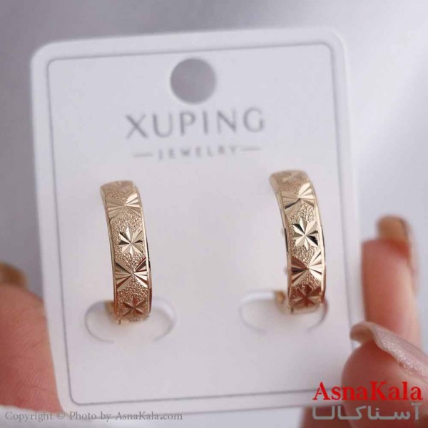 گوشواره حلقه ای زنانه مدل گرد طرحدار  ژوپینگ کد GSH15844W