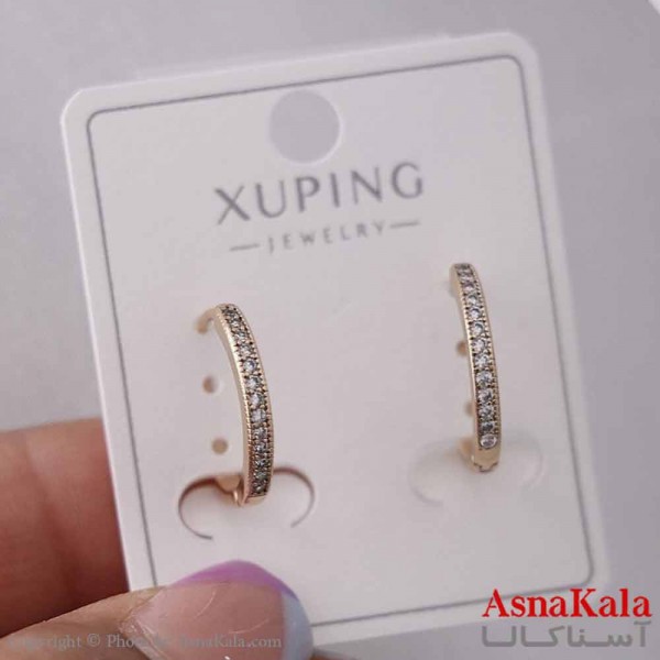 گوشواره حلقه ای زنانه مدل نگینی ظریف  ژوپینگ کد GSH15847W