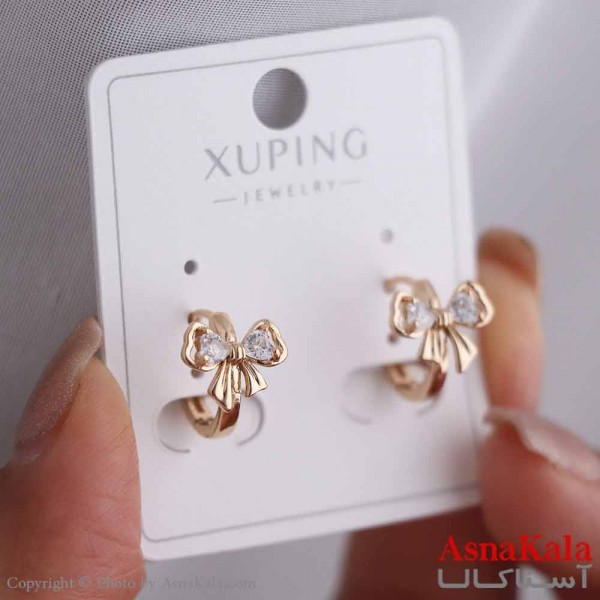 گوشواره حلقه ای زنانه مدل پاپیون طلایی  ژوپینگ کد GSH15854W