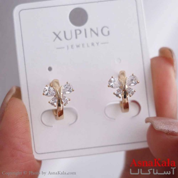 گوشواره حلقه ای زنانه مدل پروانه نگینی  ژوپینگ کد GSH15855W