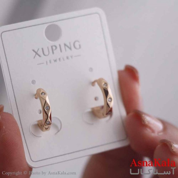 گوشواره حلقه ای زنانه مدل گرد طرحدار ژوپینگ کد GSH15859W