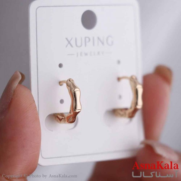 گوشواره حلقه ای زنانه مدل منحنی طلایی ژوپینگ کد GSH15870W