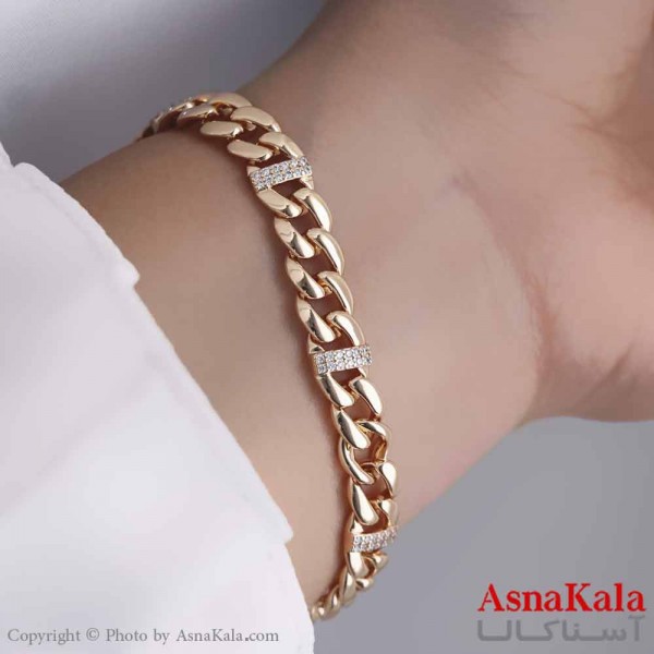 دستبند زنانه ترند برند ژوپینگ Xuping مدل کارتیه نگین دار کد DSB18710W