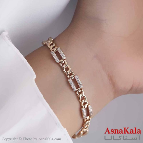 دستبند زنانه ترند برند ژوپینگ Xuping مدل مستطیلی نگینی  کد DSB18712W