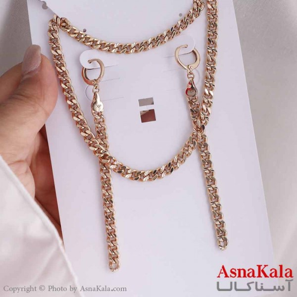 نیم ست زنانه ژوپینگ مدل کارتیر طلایی شامل گوشواره و گردنبند کد NIM14634W