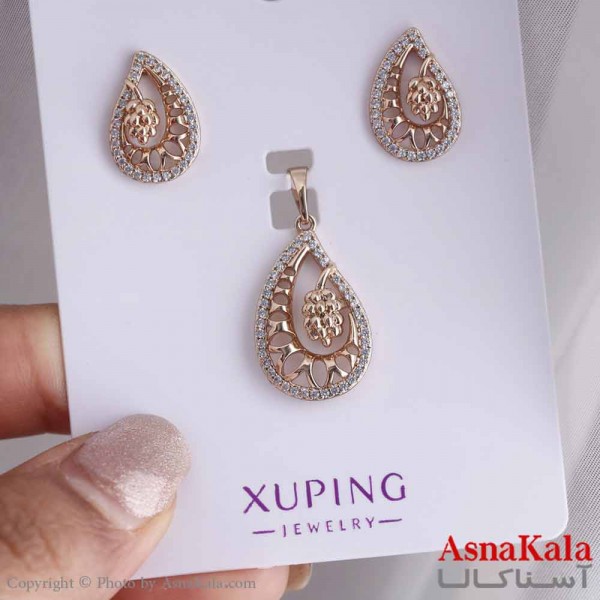 نیم ست زنانه ژوپینگ مدل انگوری شامل گوشواره و گردنبند کد NIM14642W