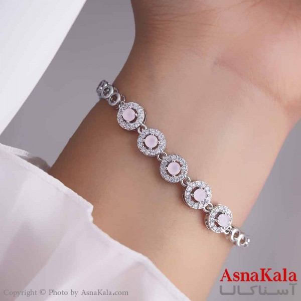 دستبند دخترانه مینیمال مدل  دایره نگینی کد DSB18719W