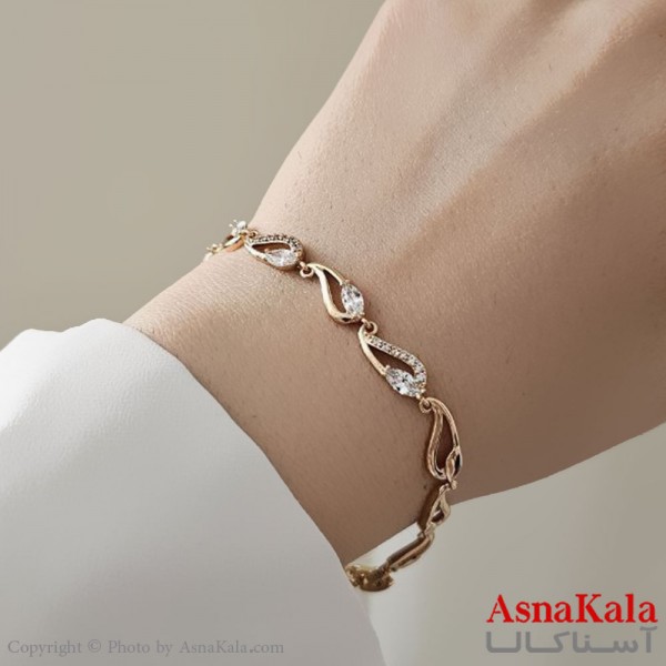 دستبند زنانه ترند برند ژوپینگ مدل برگ نگینی   کد DSB18726W