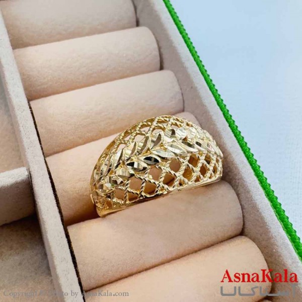 انگشتر زنانه طلاروس مدل برگ طلایی ANG19690W