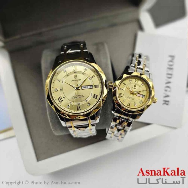 ساعت ست زنانه و مردانه پوداگار شرکتی موتورکوارتز رنگ ثابت و ضدآب کد WTCH11267W