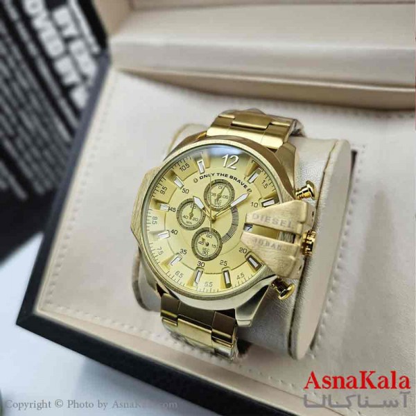 ساعت مچی عقربه ای مردانه دیزل شاخدار موتورکوارتز و ضدآب و روزشمار کد WTCH11268W