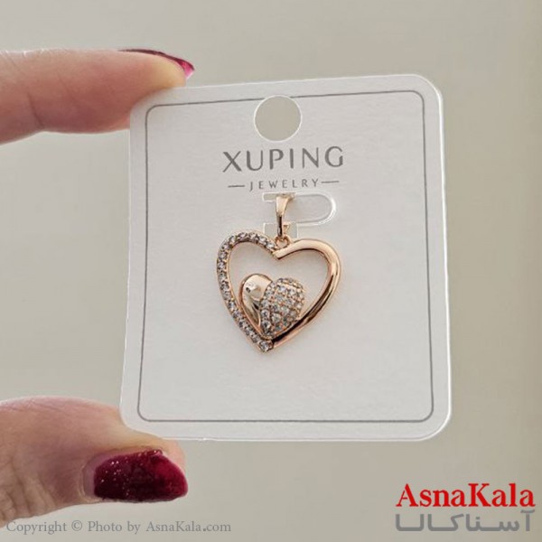 گردنبند ژوپینگ مینیمال دخترانه مدل دو قلبی کد GNB161095W