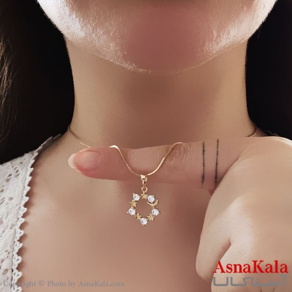 گردنبند ژوپینگ مینیمال دخترانه مدل گرد نگینی کد GNB161103W