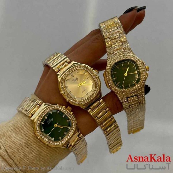 ساعت مچی زنانه دور نگین صحفه رنگی بند استیل باکیفیت کد WTCH11269W